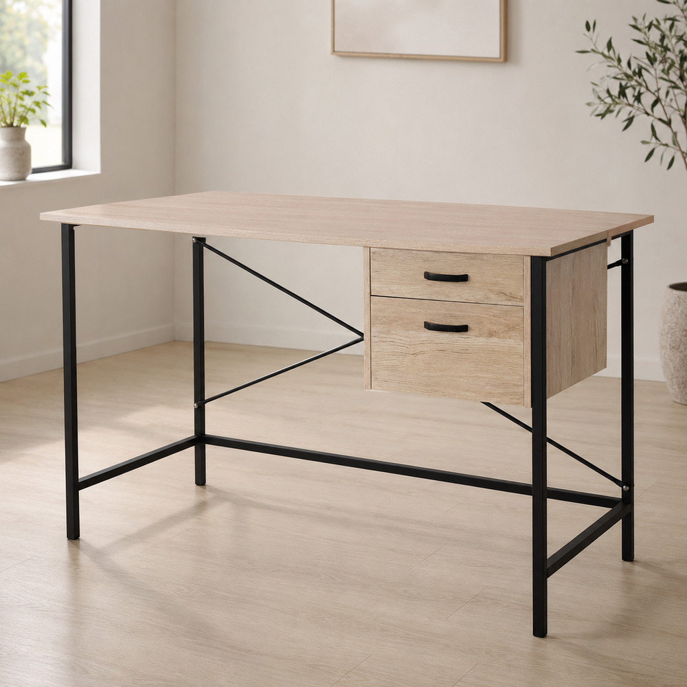 Home Office 2 Drawer Desk | Oak Finish