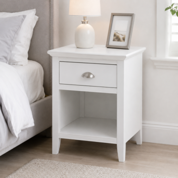 Grenada White 1 Drawer Nightstand