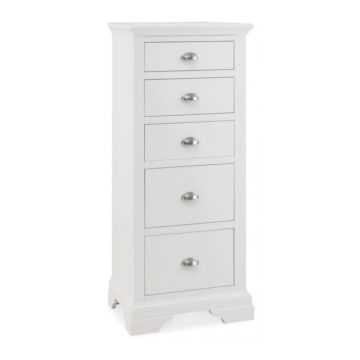 Grenada White 5 Drawer Tall Chest