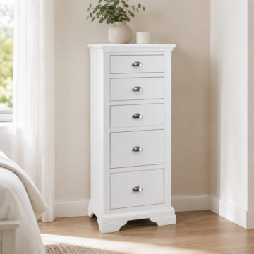 Grenada White 5 Drawer Tall Chest