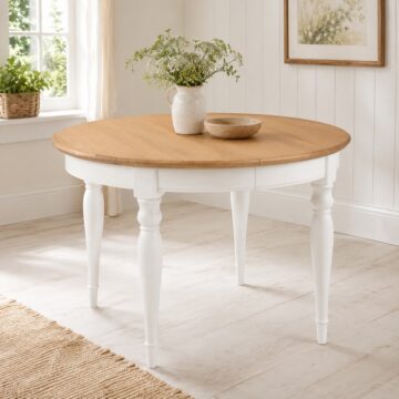 Grenada Ivory Extending Dining Table | Oak Top | 120-165cm