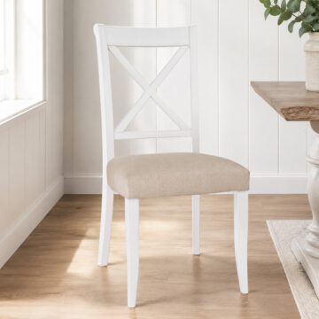 Grenada Pair of Ivory Dining Chairs | Oak Finish