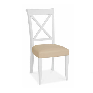 Grenada Pair of Ivory Dining Chairs | Bonded Leather