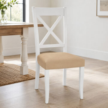 Grenada Pair of Ivory Dining Chairs | Bonded Leather