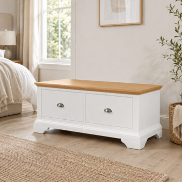 Grenada Ivory Two Tone Blanket Box | Oak Finish | Assembled