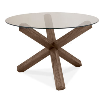 Silvan Dark Oak Round Dining Table | Glass Top