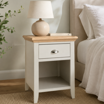 Grenada Grey 1 Drawer Nightstand | Oak Finish Top