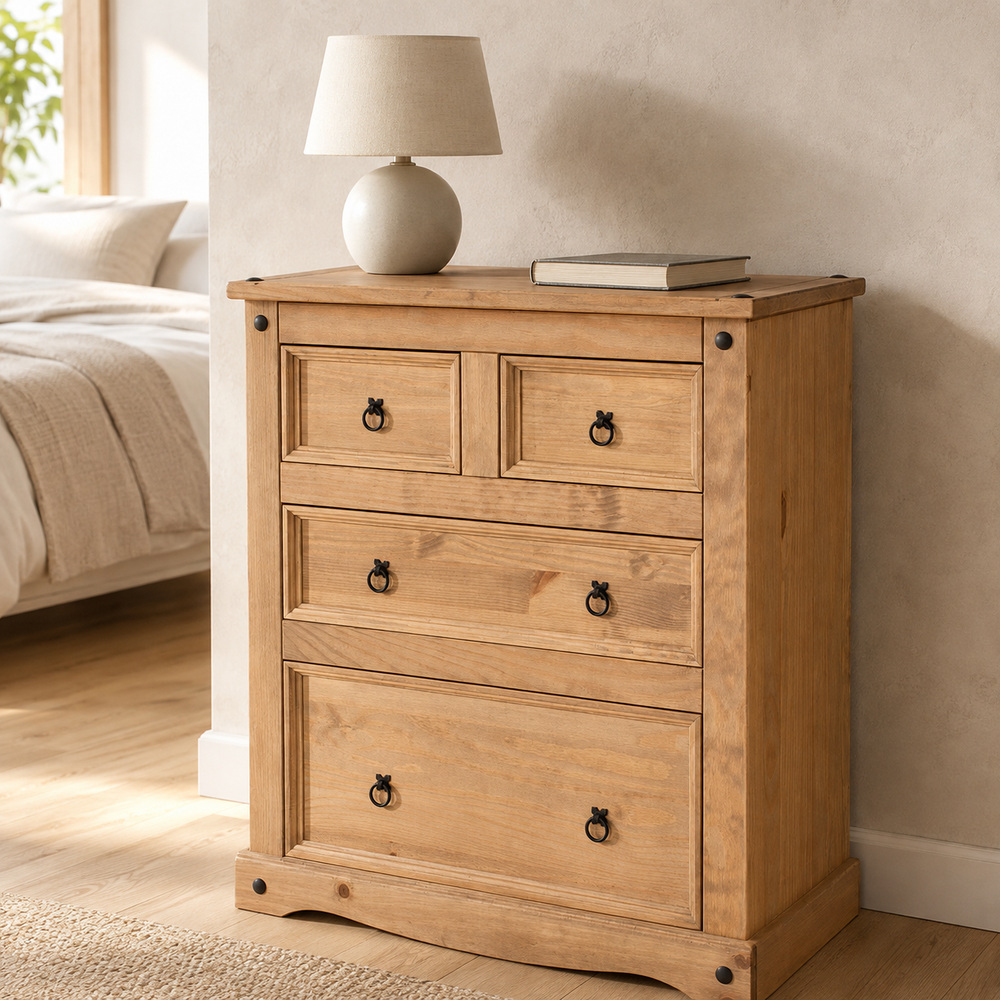 Azusa 2 Over 2 Chest of Drawers | Antique Waxed Pine