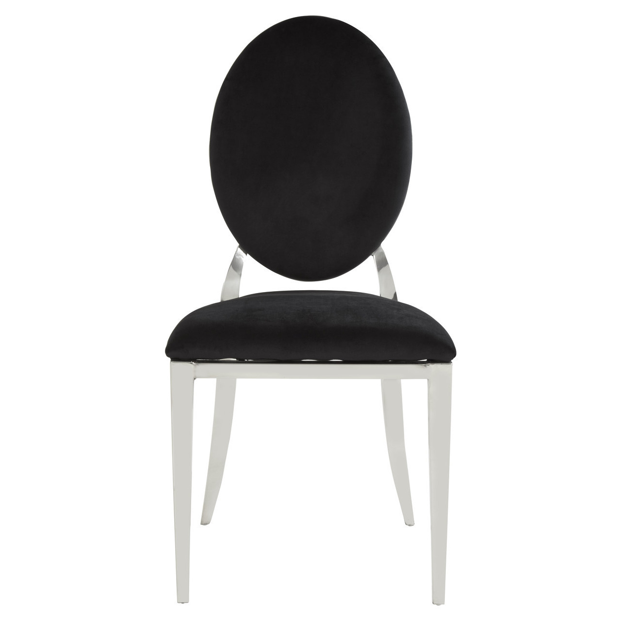 Maria Stackable Dining Chair Black Velvet Silver Frame Oak World
