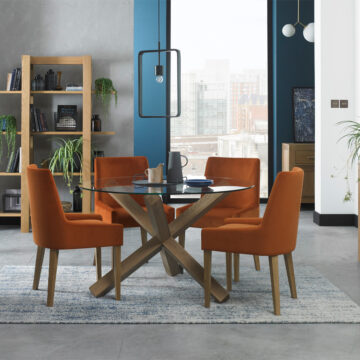 Silvan Light Oak Dining Table | Glass Top