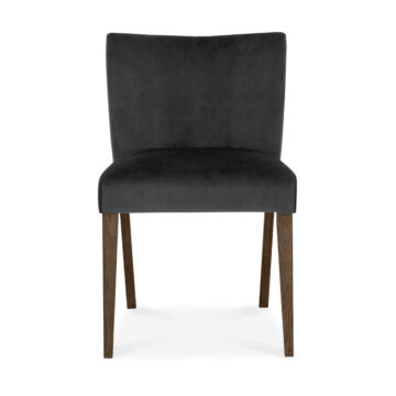 Silvan Dark Oak Pair of Low Back Dining Chairs | Gun Metal Grey