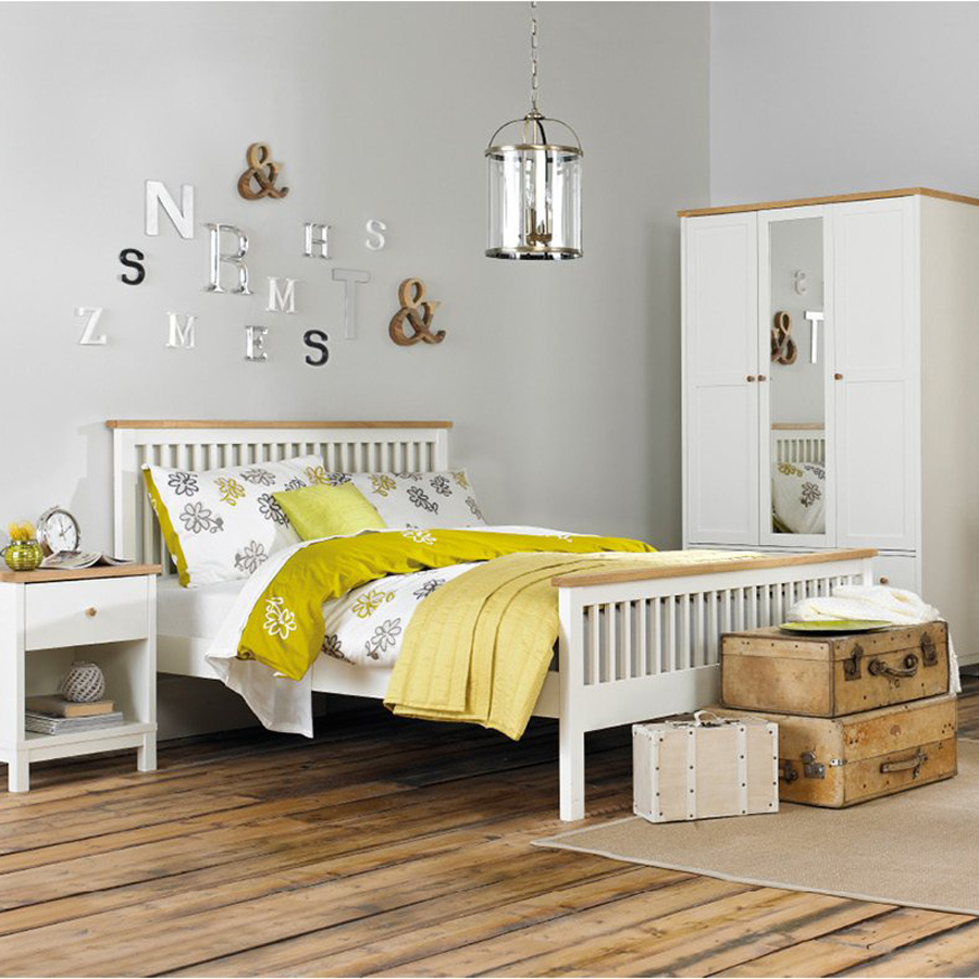 Madison Two Tone Small Double Bed High Footend Oak World