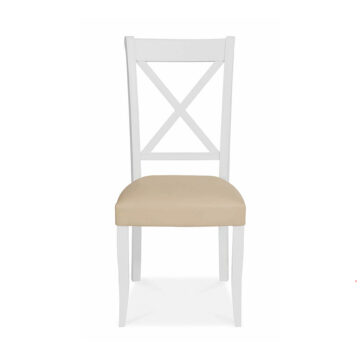 Grenada Pair of Ivory Dining Chairs | Bonded Leather