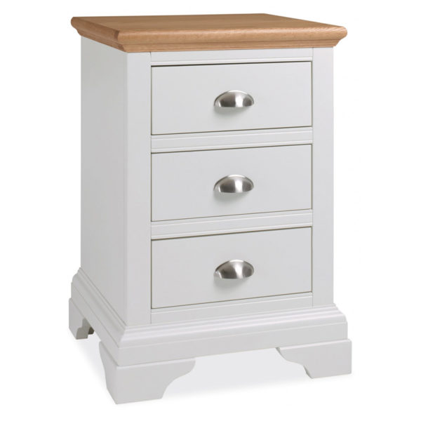 Grenada Two Tone 3 Drawer Night Stand | Ivory | Oak