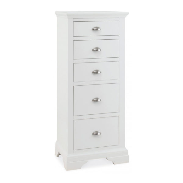 Grenada White 5 Drawer Tall Chest