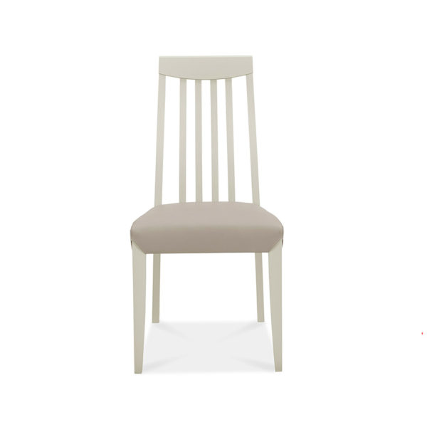 Landlas Grey Pair of Slat Back Dining Chairs | Grey Bonded Leather