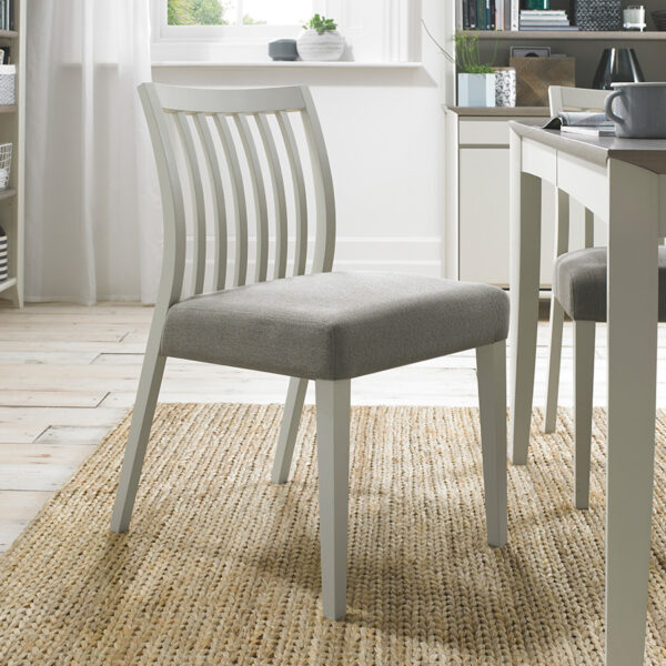 Landlas Grey Pair of Low Slat Back Dining Chairs | Titanium