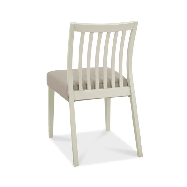 Landlas Grey Pair of Low Slat Back Dining Chairs | Grey Bonded Leather