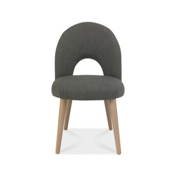 Herning Oak Pair of Upholstered Dining Chairs | Steel Grey