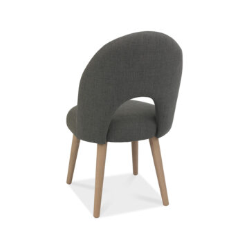 Herning Oak Pair of Upholstered Dining Chairs | Steel Grey