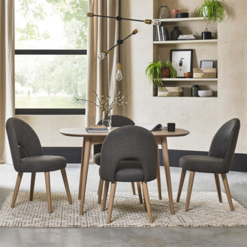 Herning Oak Pair of Upholstered Dining Chairs | Steel Grey