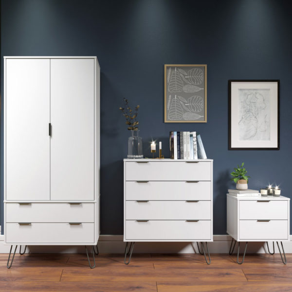 Avila White 2 Drawer Bedside Cabinet | White | Self Assembly