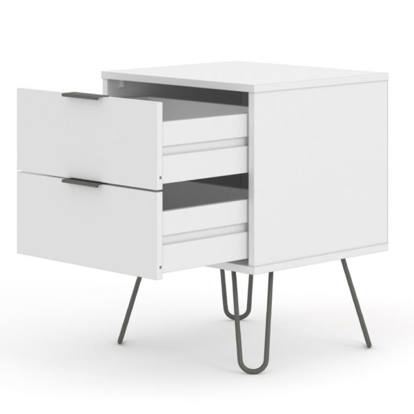 Avila White 2 Drawer Bedside Cabinet | White | Self Assembly