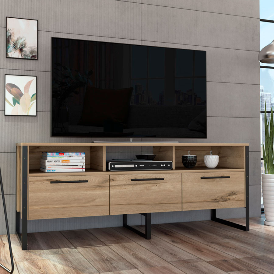 Austin Wide TV Unit Bleached Pine Self Assembly Oak World