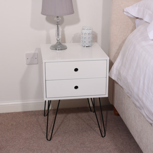 Albion White 2 Drawer Bedside Cabinet | White | Self Assembly