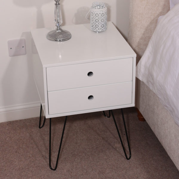 Albion White 2 Drawer Bedside Cabinet | White | Self Assembly