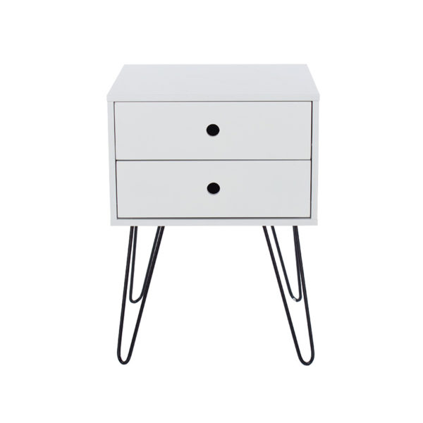 Albion White 2 Drawer Bedside Cabinet | White | Self Assembly