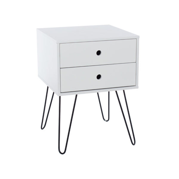 Albion White 2 Drawer Bedside Cabinet | White | Self Assembly
