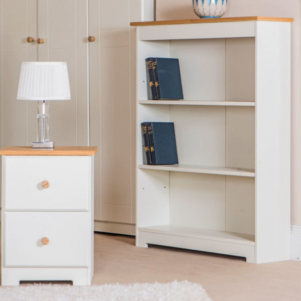 Thornton White 2 Drawer Bedside Cabinet | Soft White | Self Assembly