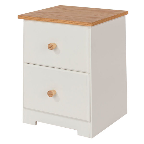 Thornton White 2 Drawer Bedside Cabinet | Soft White | Self Assembly