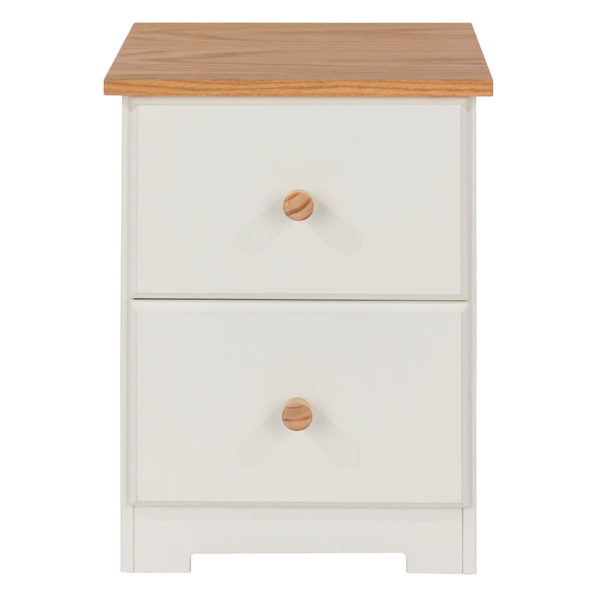 Thornton White 2 Drawer Bedside Cabinet | Soft White | Self Assembly