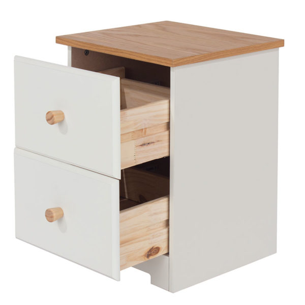 Thornton White 2 Drawer Bedside Cabinet | Soft White | Self Assembly