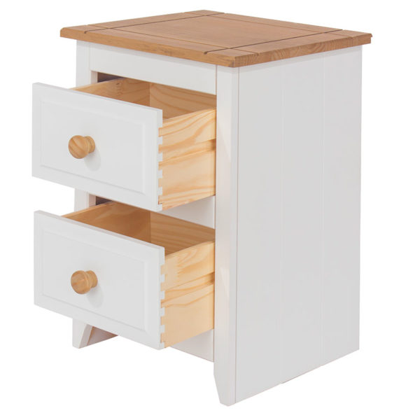 Beauly White 2 Drawer Compact Bedside Cabinet | White | Self Assembly