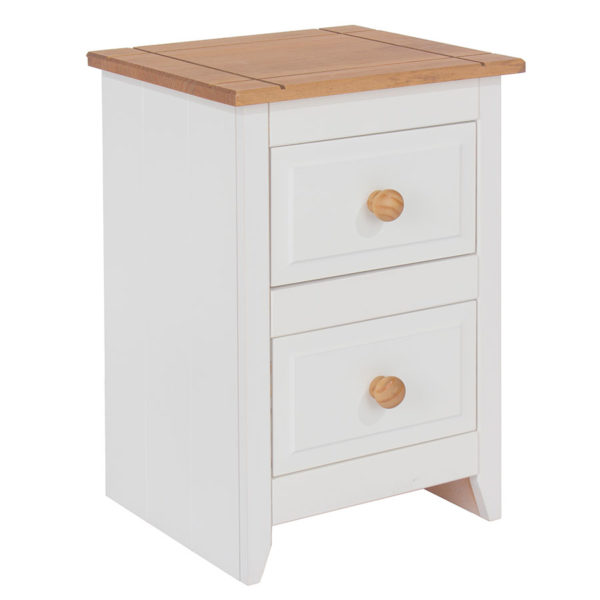 Beauly White 2 Drawer Compact Bedside Cabinet | White | Self Assembly