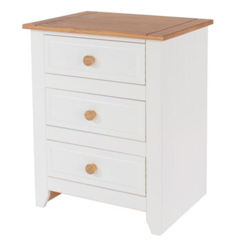 Beauly White 3 Drawer Bedside Cabinet