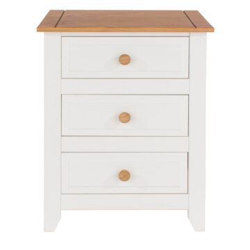 Beauly White 3 Drawer Bedside Cabinet