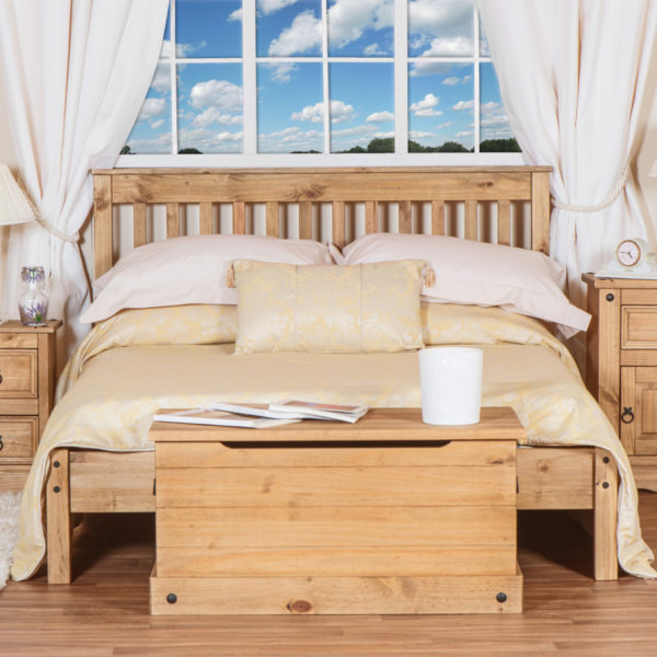 Azusa Slatted Low End Single Bed | Antique Waxed Pine