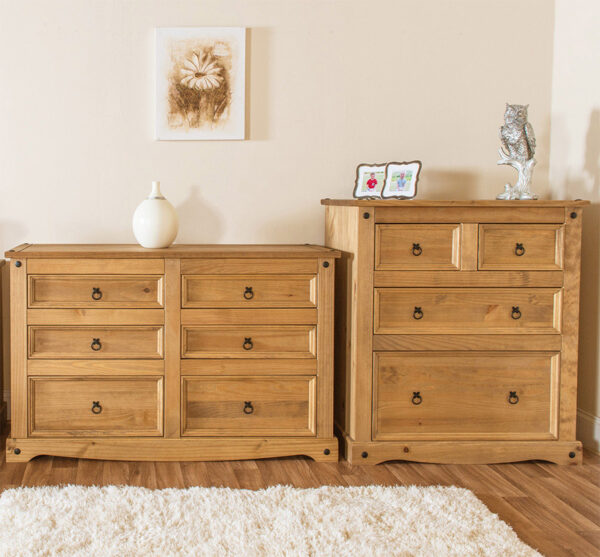 Azusa 2+2 Drawer Chest | Antique Waxed Pine | Self Assembly