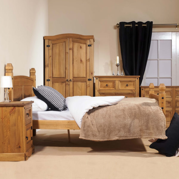 Azusa Slatted Low End Single Bed | Antique Waxed Pine