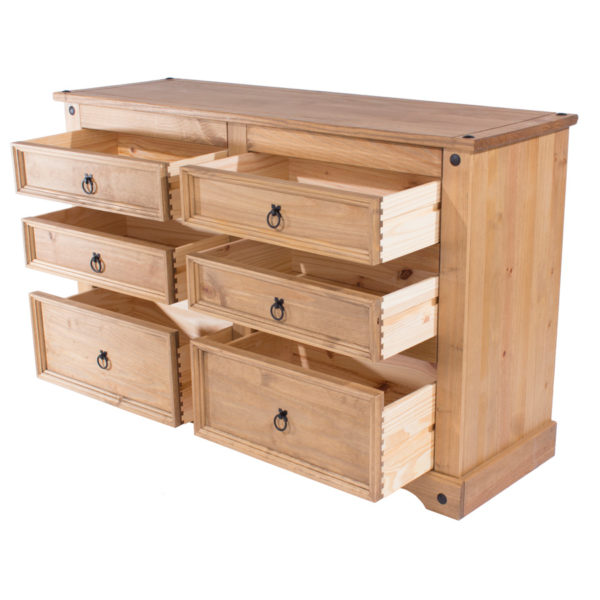 Azusa 3+3 Drawer Wide Chest | Antique Waxed Pine | Self Assembly