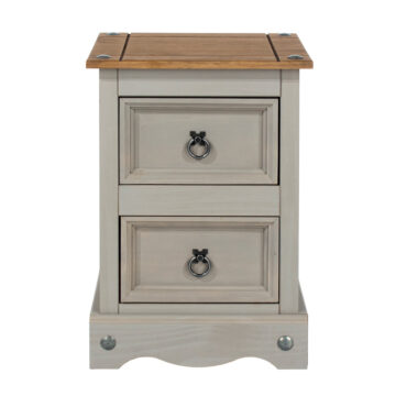 Azusa Grey 2 Drawer Petite Bedside Cabinet