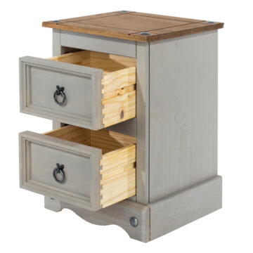 Azusa Grey 2 Drawer Petite Bedside Cabinet