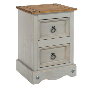 Azusa Grey 2 Drawer Petite Bedside Cabinet