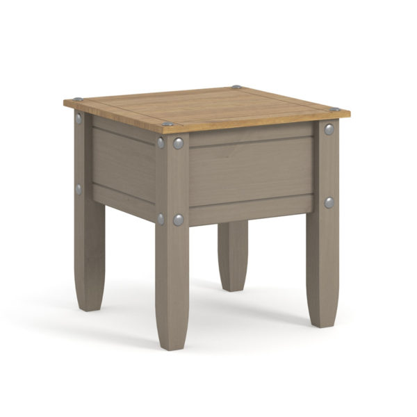 Azusa Grey Lamp Table | Grey Wax | Bedside Table | Self Assembly