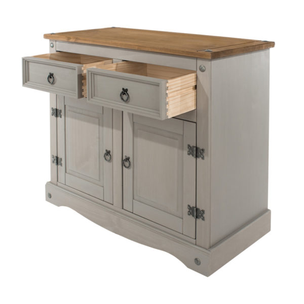 Azusa Grey Small Sideboard | Grey Wax | Self Assembly