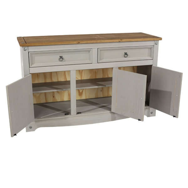 Azusa Grey Medium Sideboard | Grey Wax | Self Assembly